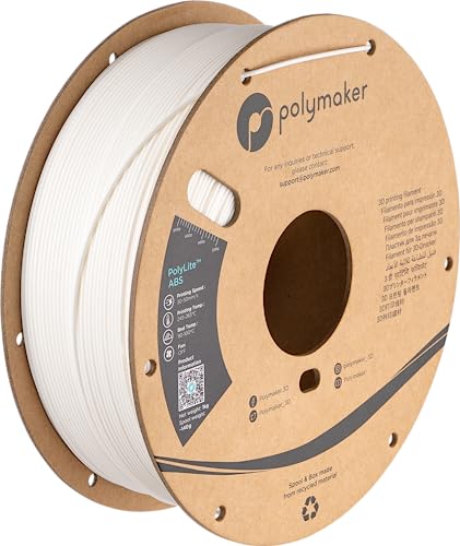 Polymaker ABS Filament 1.75mm Black, ABS 3D Printer Filament 1.75mm Heat Resistant 1kg - PolyLite ABS 3D Printing Filament 1.75mm, Strong & Durable, Dimensional Accuracy +/- 0.03mm
