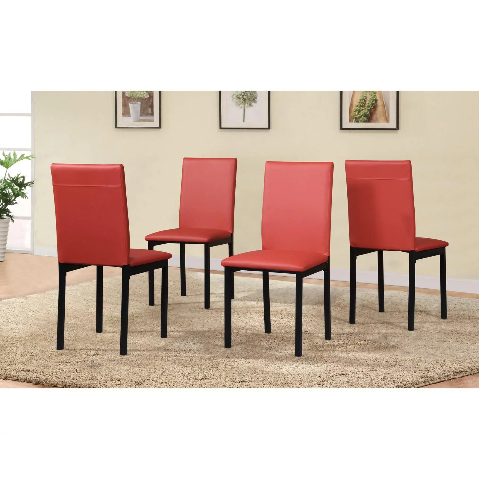 Roundhill Furniture Noyes Dining Chair, Set of 4, Black