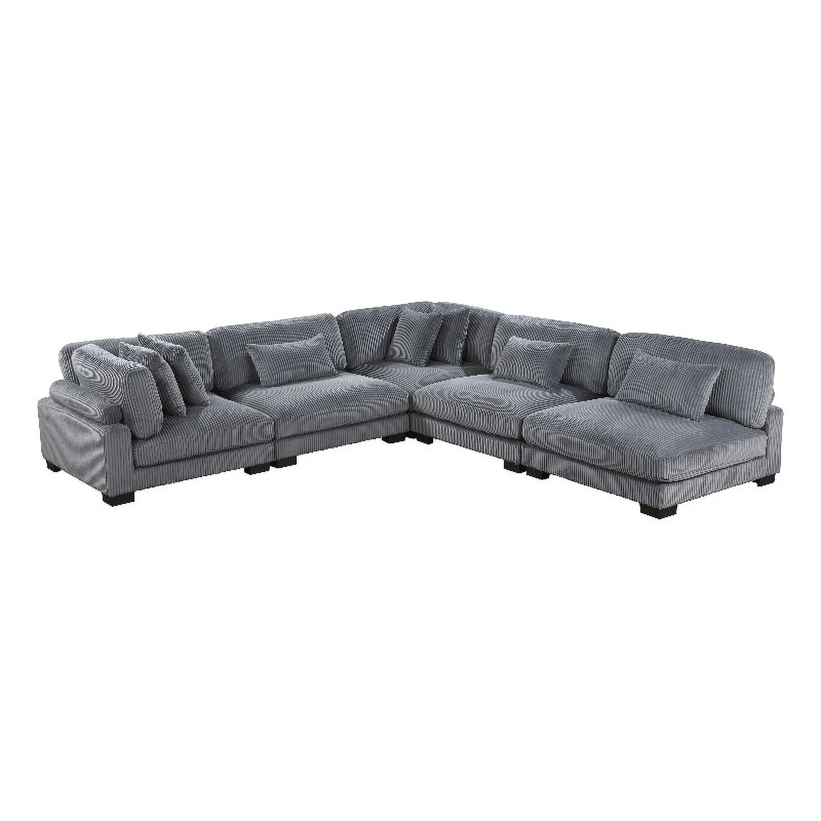 Pemberly Row 5-Piece CorduUpholstered Modular Sectional in Gray