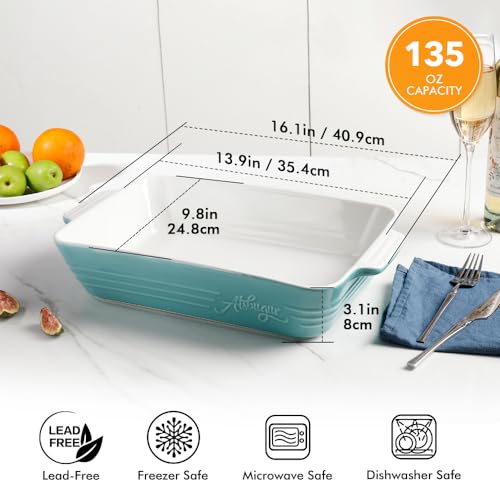 Lasagna Baking Dish Ceramic Baking Dish Casserole Dishes for Oven 9x13 Deep Baking Dish with Handles Deep and Large Capacity Baking Dish for Casseroles Lasagnas Roasted Vegetables Great Kitchen Gifts, White