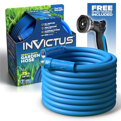 INVICTUS Garden Hose 50Ft x 5/8 in. Sprayer Nozzle Included, 2-Layer Heavy Duty Drinking RV Water Hose 50 Ft, Flexible, Lightweight, NON Expandable, Kink Resistant, Easy Connect Fittings, 400 PSI