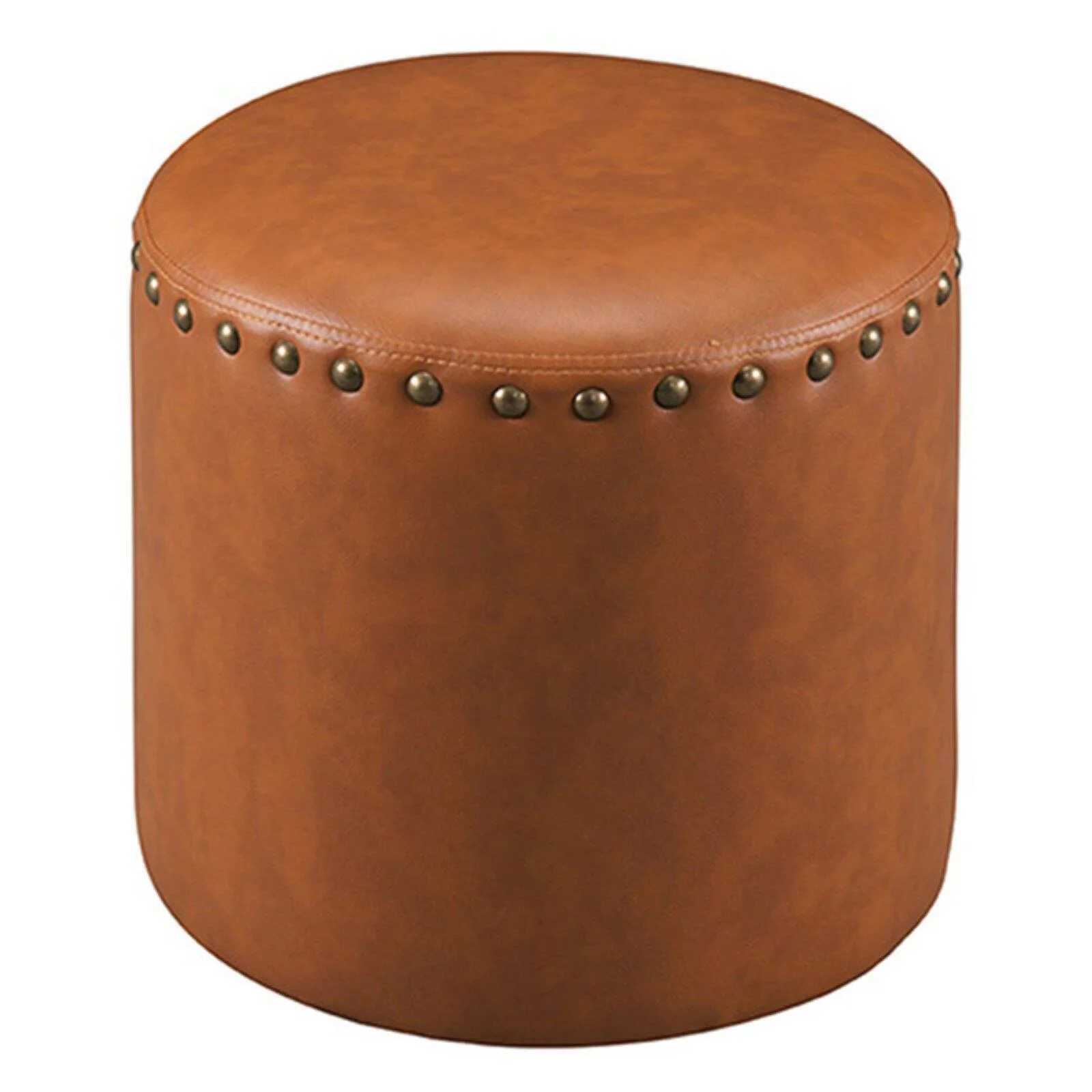 K&B Furniture Faux Leather Round Ottoman