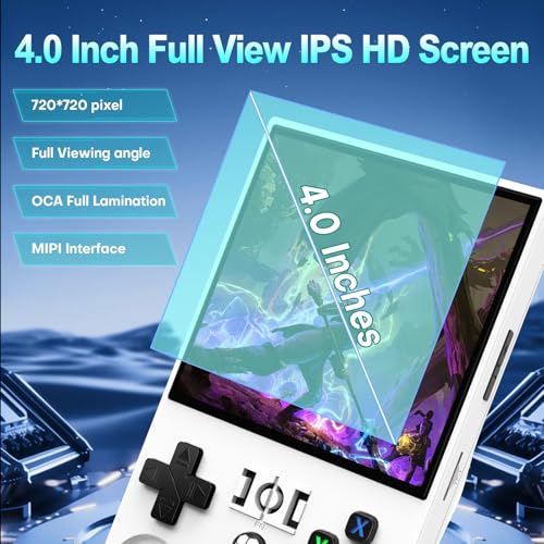 R36MAX Handheld Retro Game Console,Retro Video Game Console Built-in Games,4.0 inch IPS Screen,Linux System with Professional Gaming Chip,4000mAh Rechargeable Battery(Transparent Gray)