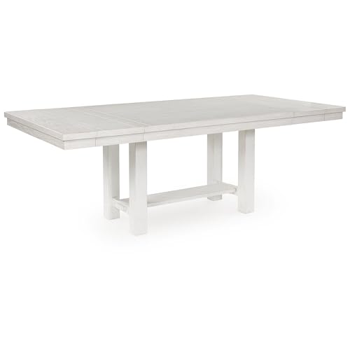 Signature Design by Ashley Robbinsdale Casual Removable Center Leaf Dining Extension Table with Trestle Base, White