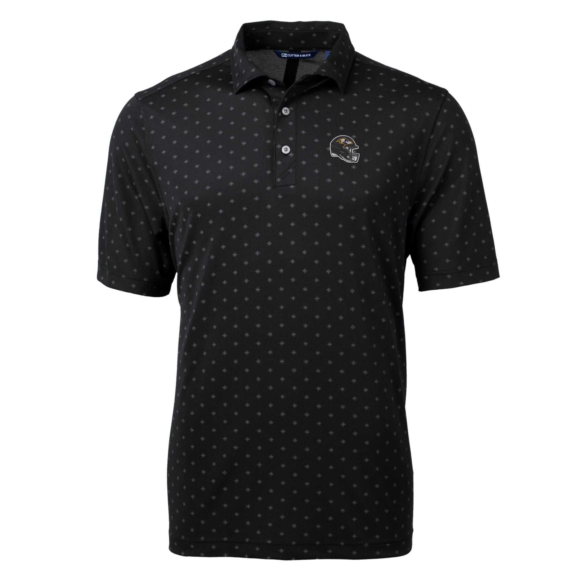 Men's Cutter & Buck  Black Baltimore Ravens Helmet Virtue Eco Pique Tile Print Recycled Polo