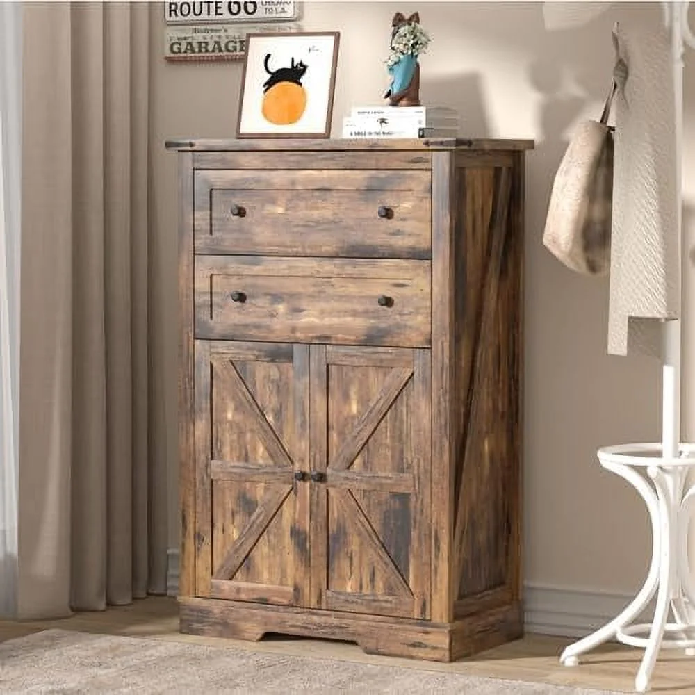 RUNFAYBIU Farmhouse Dresser for Bedroom   Dressers Organizer  Rustic Tall Chest of Drawers for Bedroom  Living Room  Hallway  White