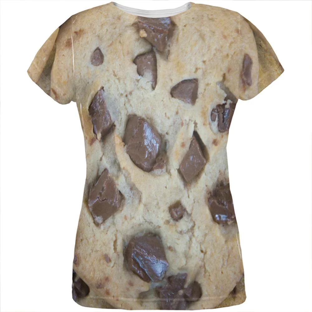 Chocolate Chip Cookies Chunks All Over Womens T Shirt Multi LG
