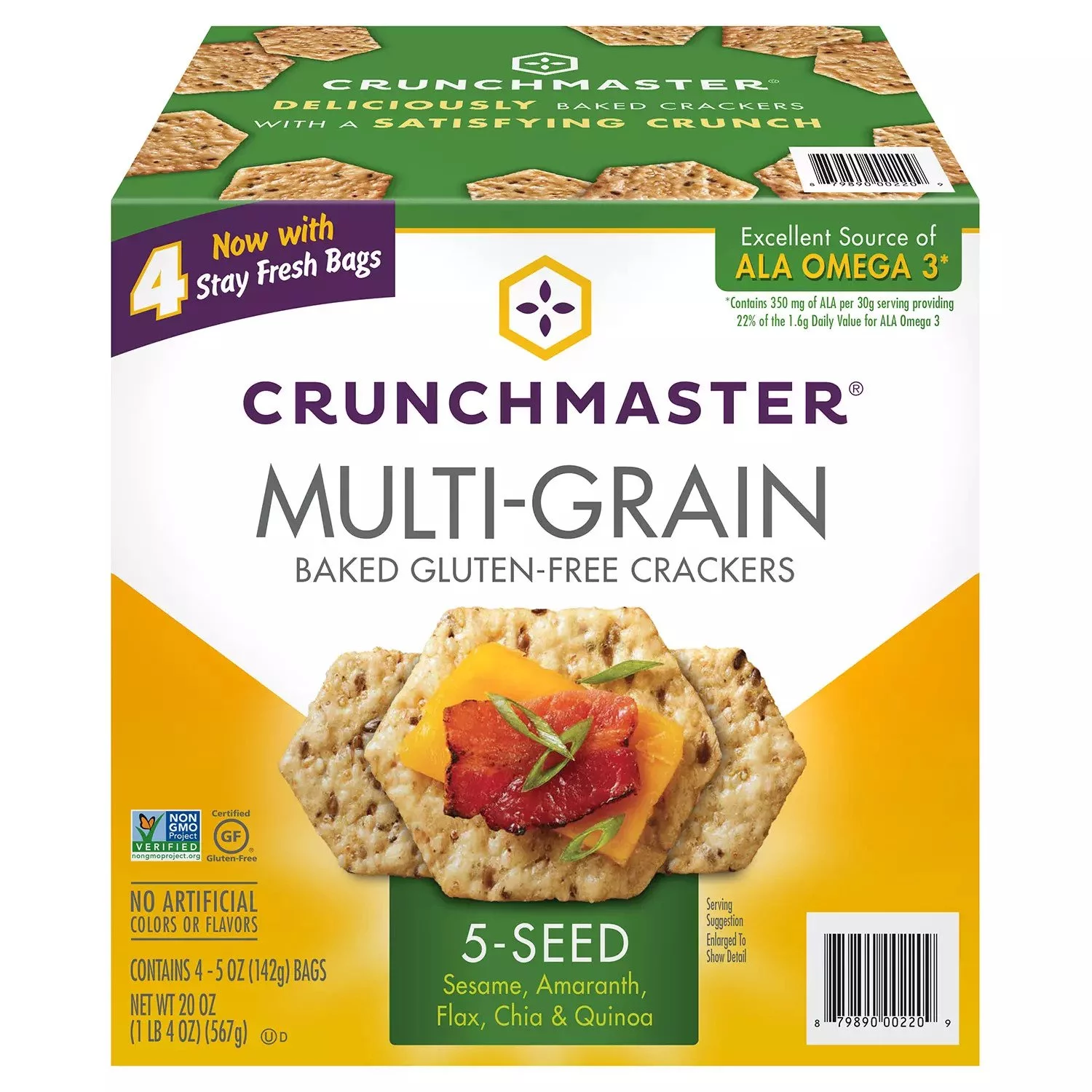 Crunchmaster 5 Seed Multi-Grain Cracker Pack of 4, 5oz ea