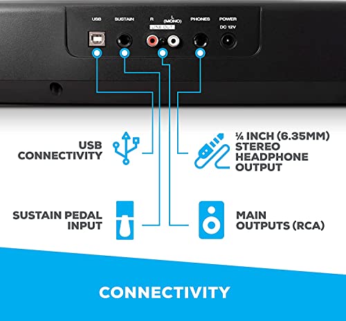 Alesis Recital – 88 Key Digital Piano Keyboard with Semi Weighted Keys, 2x20W Speakers, 5 Voices, Split, Layer and Lesson Mode, FX and Piano Lessons