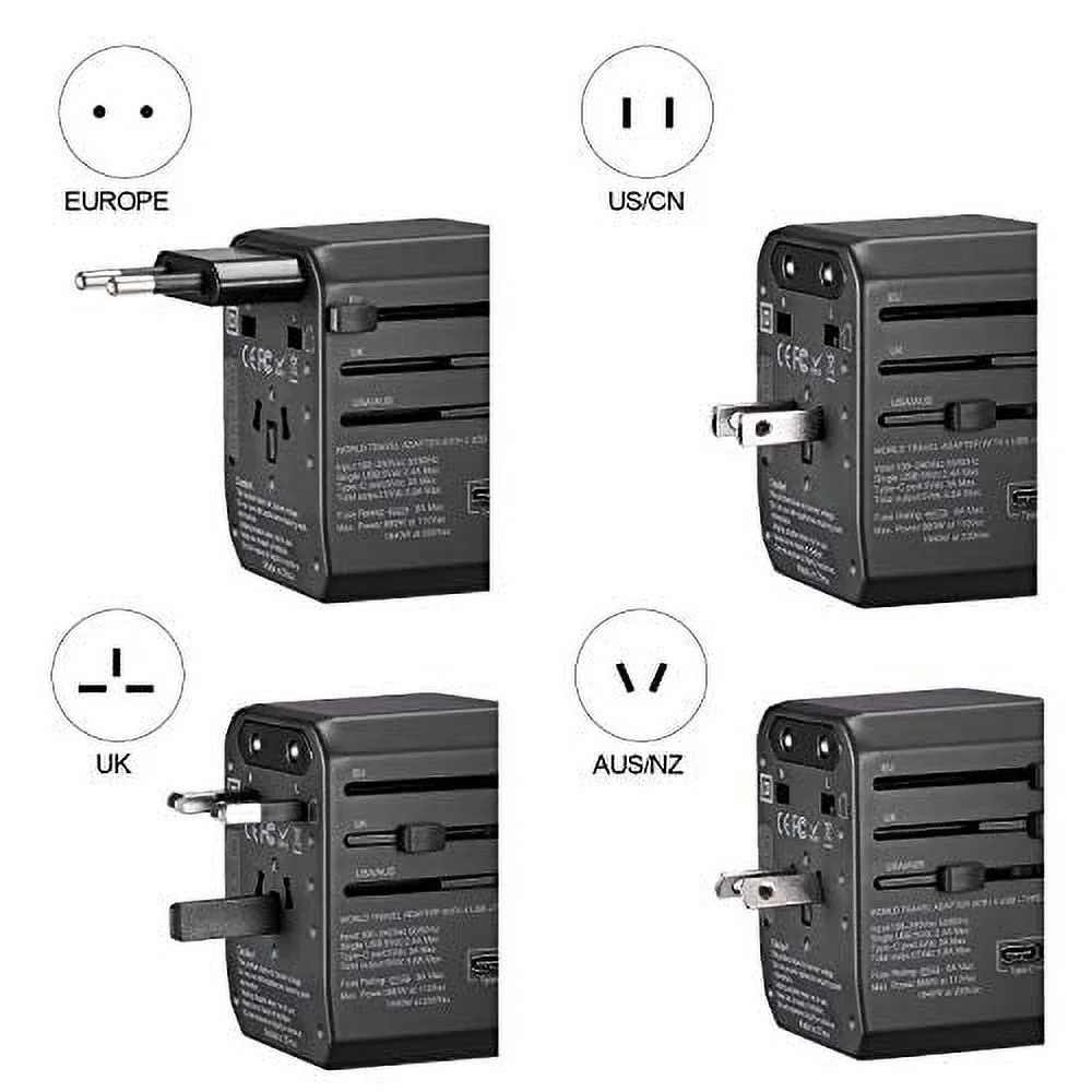 Universal Travel Power Adapter - EPICKA All in One Worldwide Wall Charger AC Plug Adaptor with 5.6A Smart Power and 3.0A Type-C for USA EU UK AUS (Rose Gold)