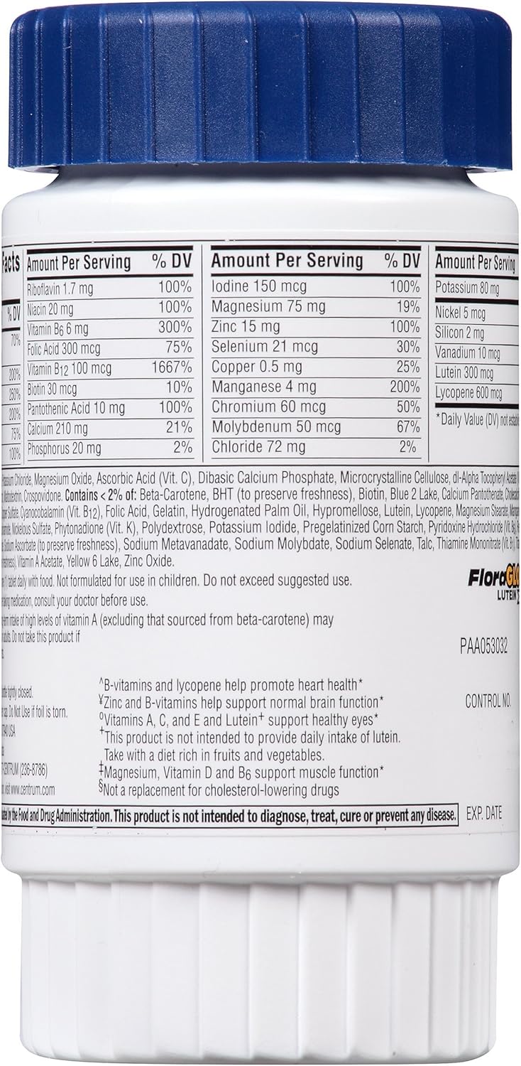 Centrum Silver Multivitamin / Multimineral Supplement Tablet, 100 Count (Pack of 4)