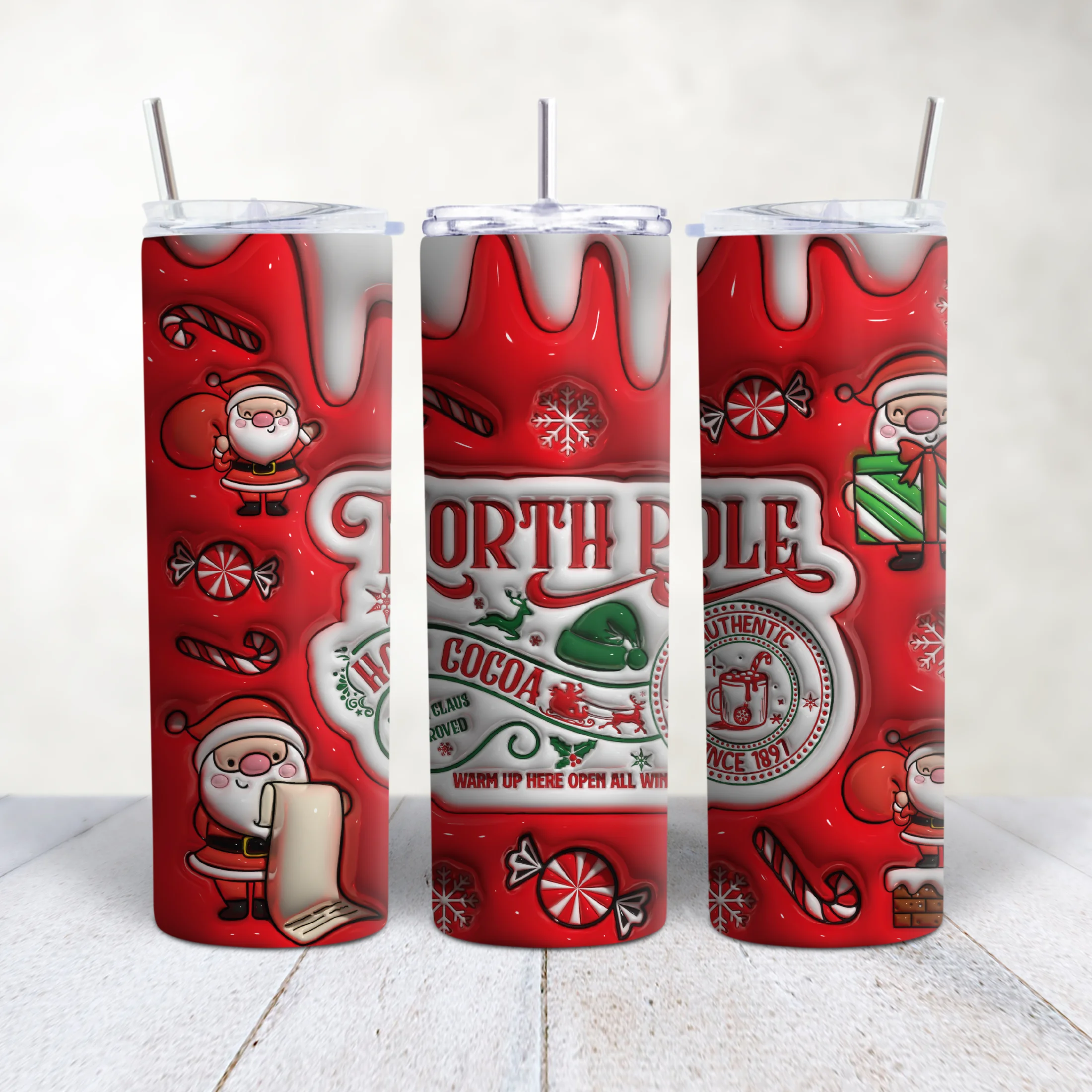 North Pole Red Christmas 20oz Tumbler, Stainless Steel Holiday Drinkware, Ideal Family Gift for Festive Season