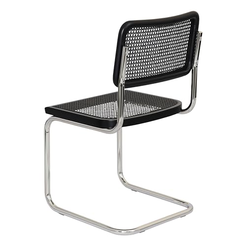 Breuer Chair Company Marcel Breuer Cesca Cane Cantilever Side Chair w/Chrome Steel Frame Walnut Wood & Natural Cane