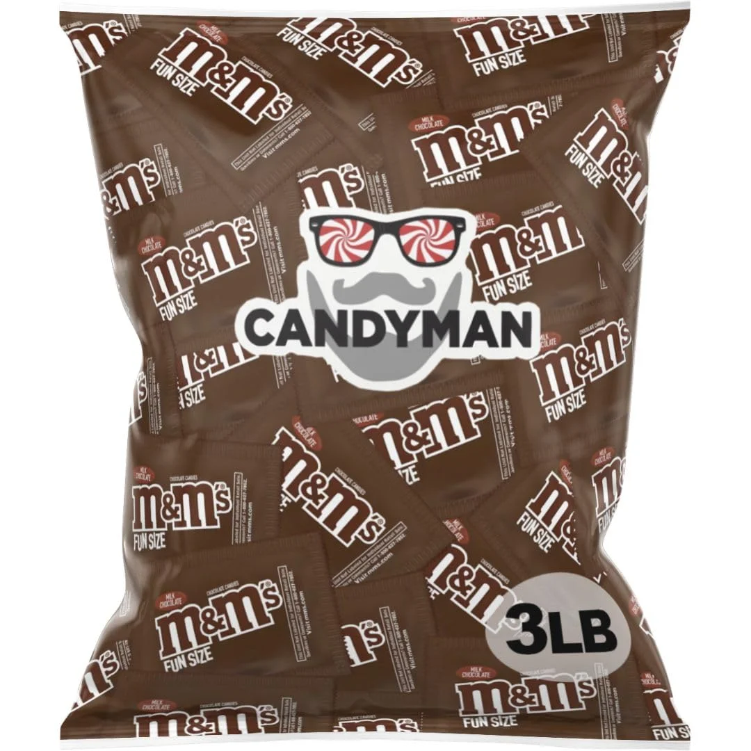 CANDYMAN (3 Lbs) Chocolate Candy Bundle of M&M's Milk Chocolate Individually Wrapped Fun Size Bulk Chocolate Box