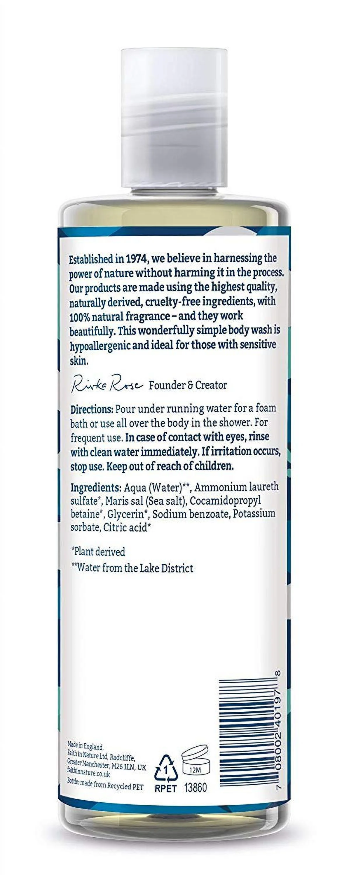 faith in nature fragrance free shower gel & foam bath 400ml