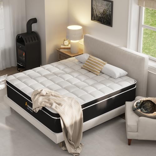 Firm King Size Mattress, 12 Inch Hybrid King Bed Mattress with Gel Memory Foam and Pocket Springs, Comfort Bed in a Box, Pressure Relief and Motion Isolation, 365-Night Trial, CertiPUR-US