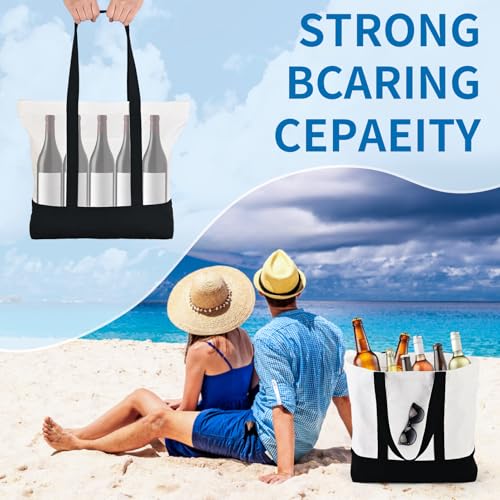 16 Pack Canvas Tote Bags Bulk and Makeup Pouches Set, 12oz Cotton Reusable Zippered Grocery Bags with Handles, DIY Sublimation, Halloween Craft, Beach & Travel with External Pocket (Women & Men)