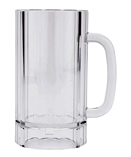 GET Shatter-Resistant Plastic Beer Mug/Stein, 20 Ounce, Polycarbonate, 00087-PC-CL-EC (Set of 4)