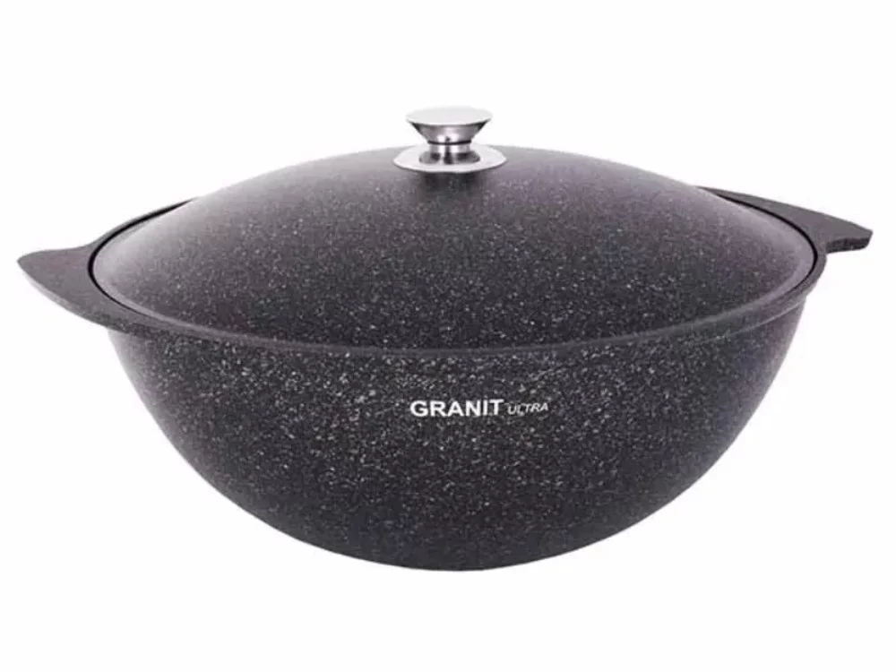Aluminum Wok Kazan Cooking Pot Granit Ultra Non-Stick Kazan for Making Pilaf with Lid Camping Cookware Dutch Oven Kitchen Pot (6.3-qt. (6 L))
