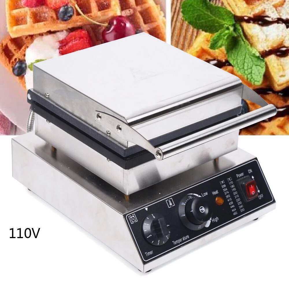 Waffle 4 Slices Machine 1750W Baker Commercial Electric Waffle Maker Non-Stick Waffle Maker