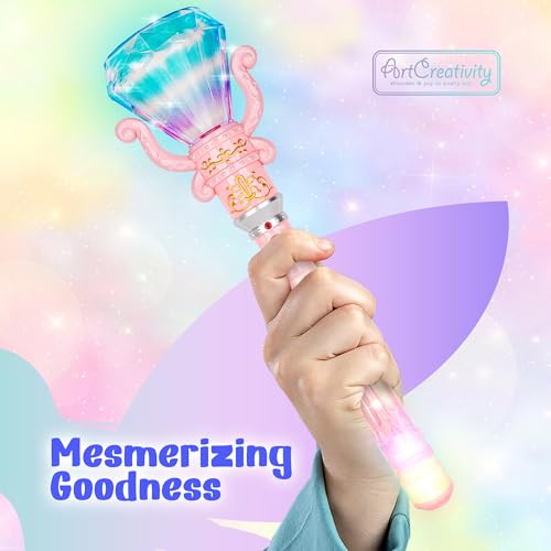 ArtCreativity Light Up Princess Wands for Kids (Set of 2) - Pink and Blue Fairy Wands with Spinning LEDs, Batteries Included - Light Up Wand for Girls and Boys, Perfect Pretend Play Toys