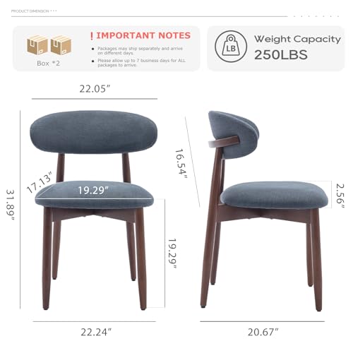 COLAMY Wooden Dining Chairs Set of 4, Modern Fabric Upholstered Dining Room Chair, Farmhouse Kitchen Chairs with Foot Pegs, Green