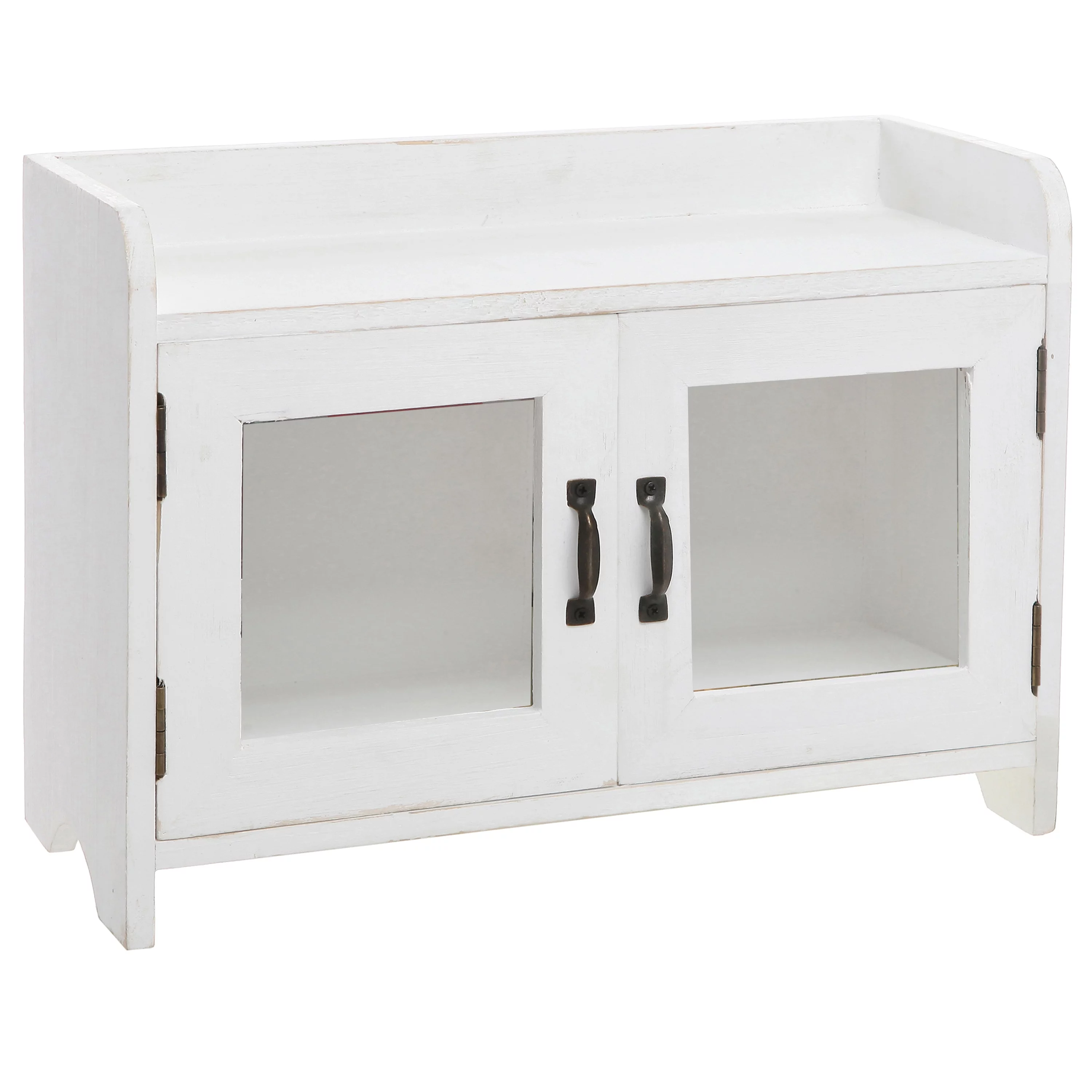 MyGift Antique White Wood Kitchen and Bathroom Countertop Cabinet Organizer