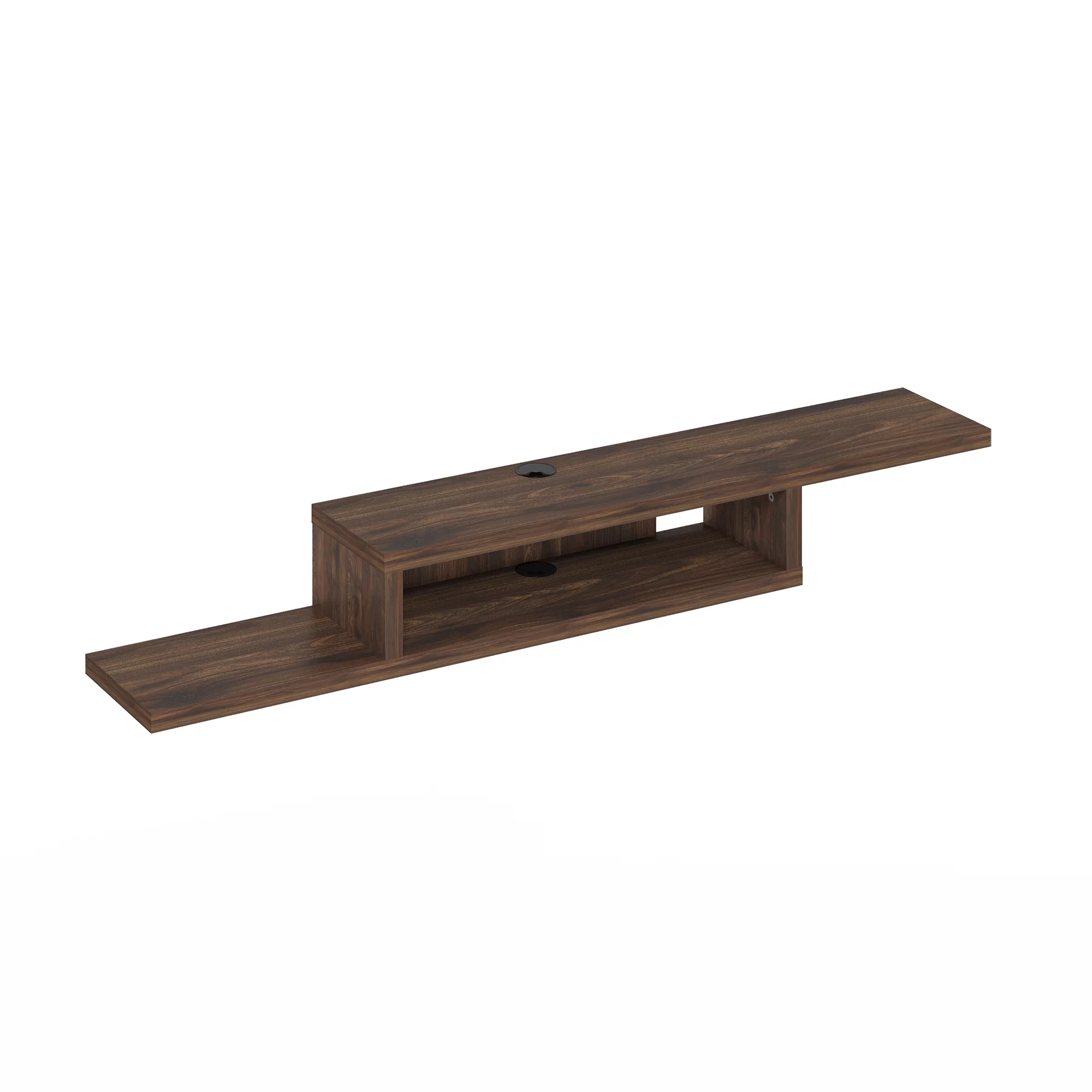 Furinno Indo Wall Mounted Floating Media Console, 60 inch, Columbia Walnut