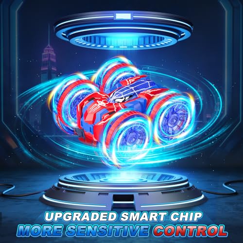 Waterproof Remote Control Car，4WD Amphibious 2.4 GHz RC Car Remote Control Boat，360°Rotation RC Stunt with LED Lights，Boys Girls Gifts All Terrain Water Beach Pool Toy