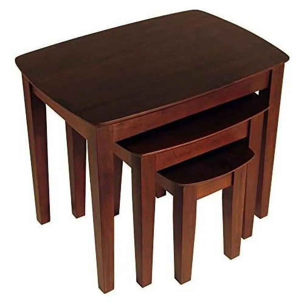 Set Of 3 Bradley Antique Walnut Solid Wood Nesting Table Set 26.75”