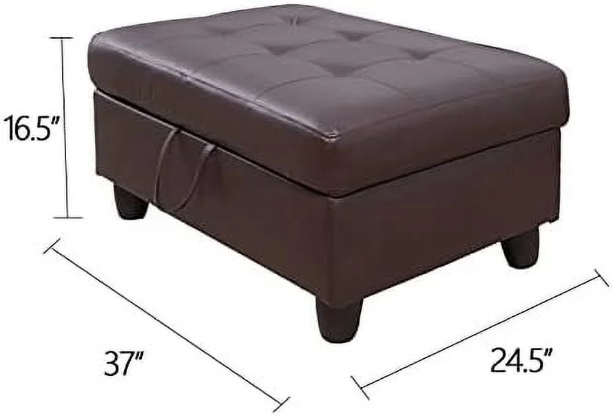 xrboomlife Ottoman  Modern Leather Ottoman for Living Room  Apartment and Small Space(Size  28.5''x19''x17.5''H  B-Grey)