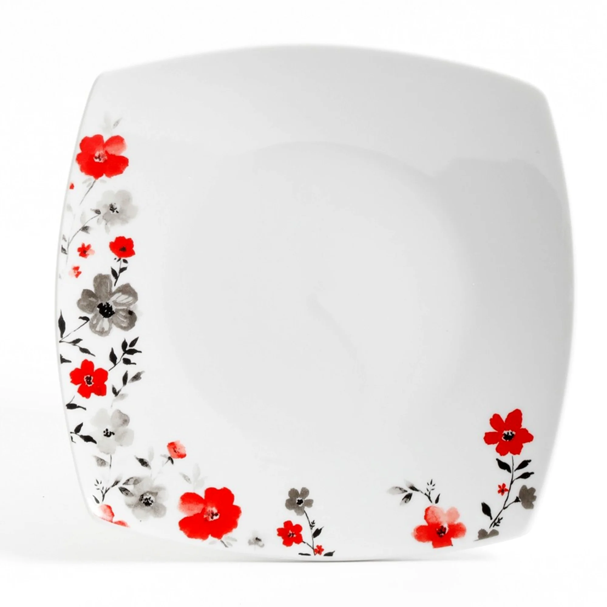 Gibson Home Rosetta Floral 16 Piece Fine Ceramic Dinnerware Set in White Floral