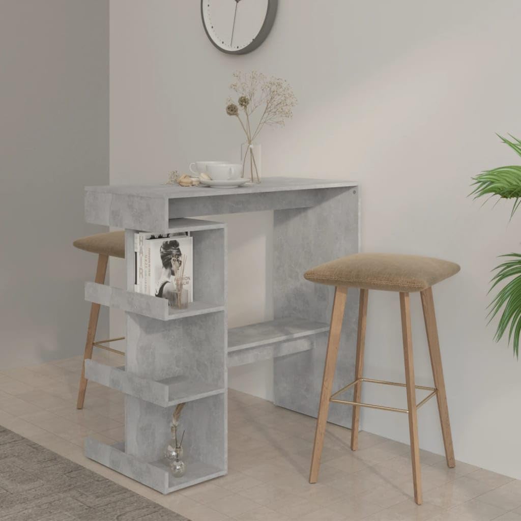 Dinning Room Table Dinning Table Dining Room Table Sewing Table - Bar Table with Storage Rack Concrete Gray 39.4