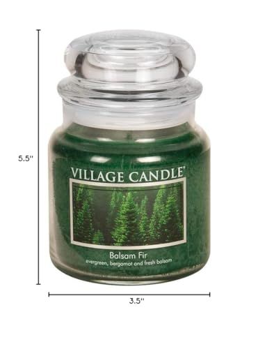 Village Candle Balsam Fir Large Apothecary Jar, Scented Candle, 21.25 oz., Green