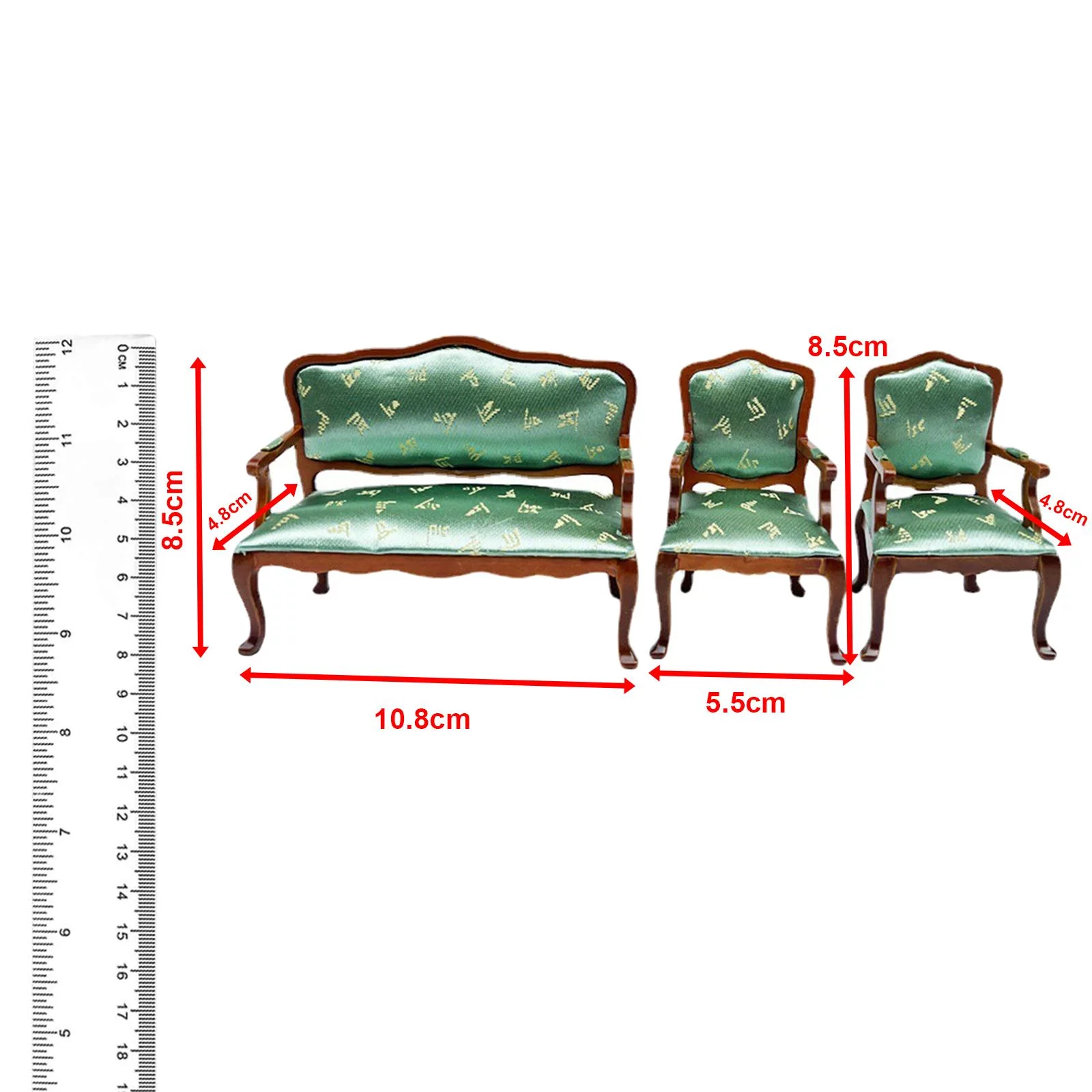 3Pcs Simulation Armchairs Couch Sofa Chair,Doll House Scenery Living Scene Furniture,Home Bedroom Model Toys,1:12 Scale