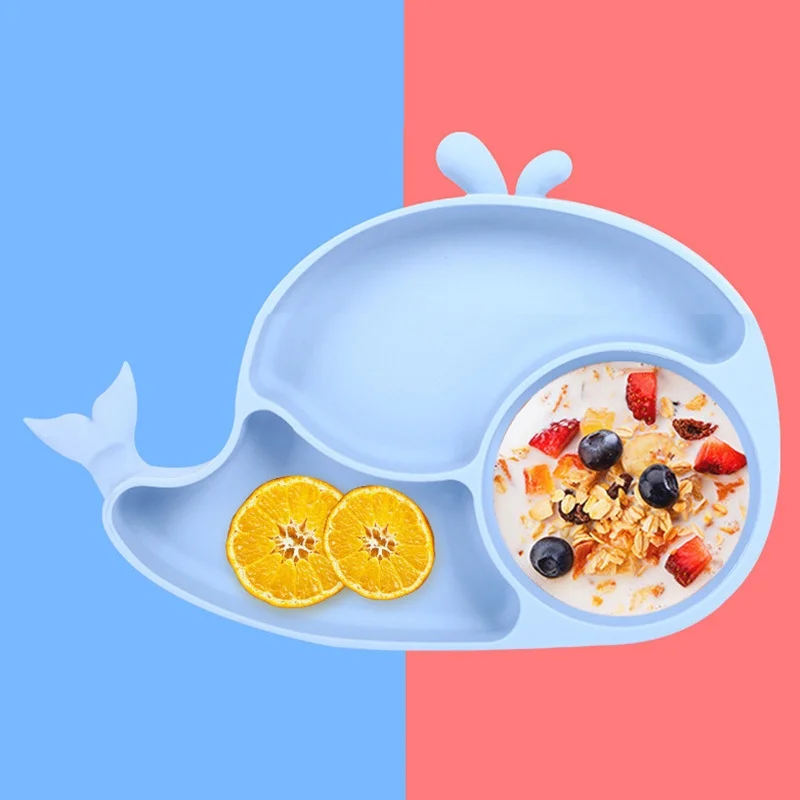 Baby Silicone Plate, Suction Cup Compartment Plate, Food Grade Baby Food Bowl