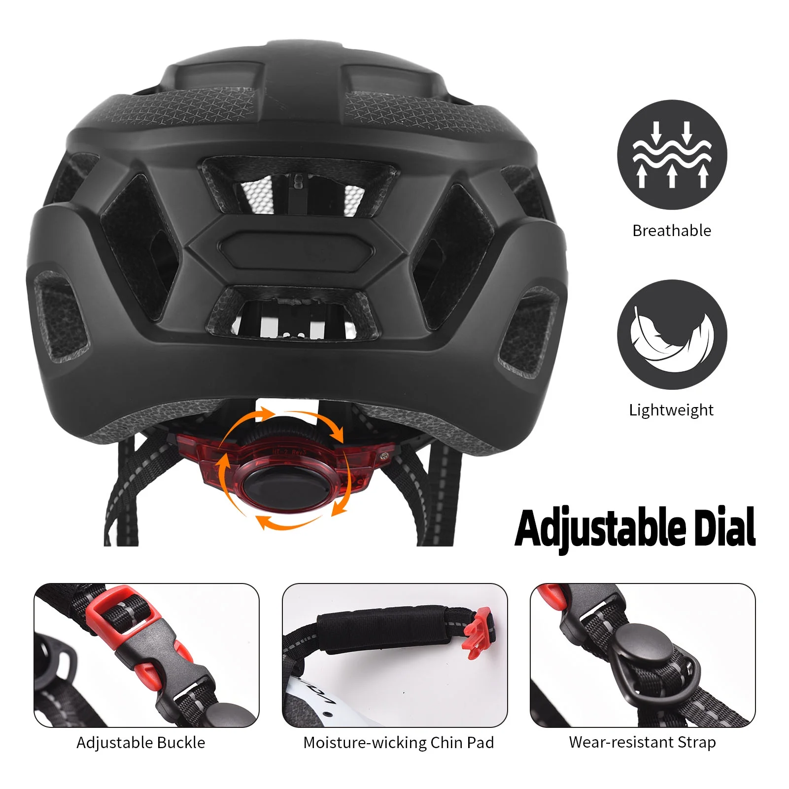Stay Safe with the Lixada Adjustable Bicycle Helmet, Equipped with Windshield, Sun Visor, and Rechargeable Tail Light