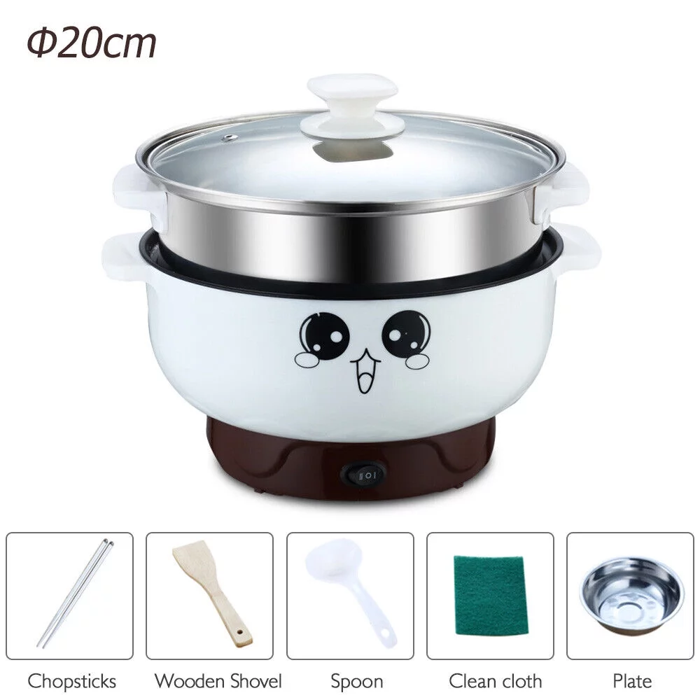 Hot Pot Multifunction Electric Skillet Non Stick Cooker for Home Cook w/ Steamer
