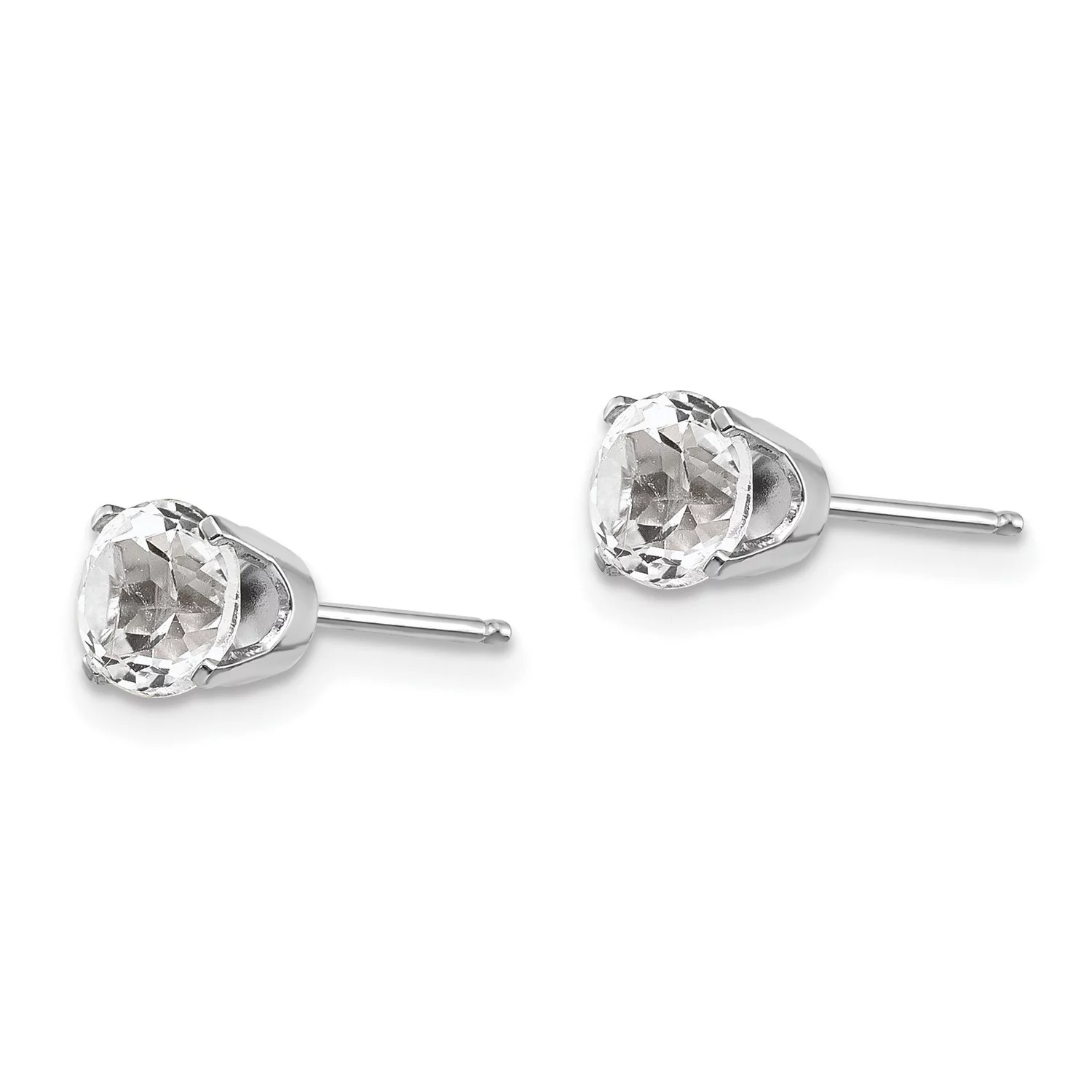 14k White Gold 5mm White Topaz Stud Earrings 5x5 mm