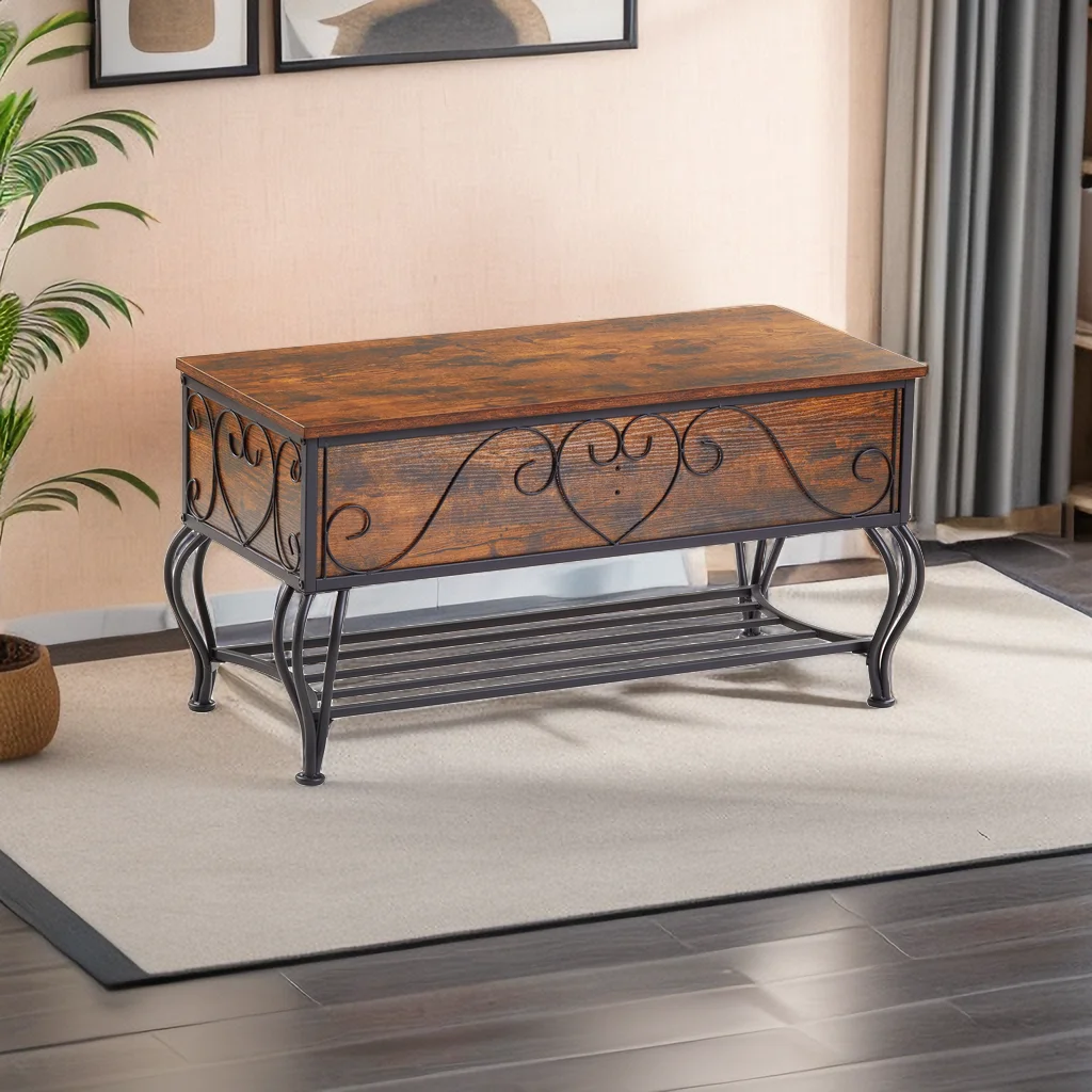 Shoe Rack Bench for Entryway, Industrial Bench with Shoe Storage Shelf, Rustic Shoe Rack for Small Spaces, Metal Shoe Rack with Wood Bench