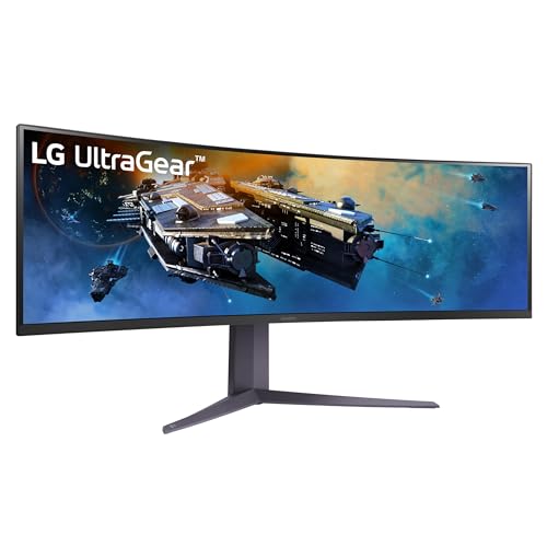 LG 45GR65DC-B Ultragear Curved Gaming Monitor 45-Inch 32:9 QHD 200Hz 1ms UltraWide Display AMD FreeSync Premium Pro VESA DisplayHDR 600 HDMI 2.1 x2 DP UBS x3 Tilt/Height/Swivel Stand - Black