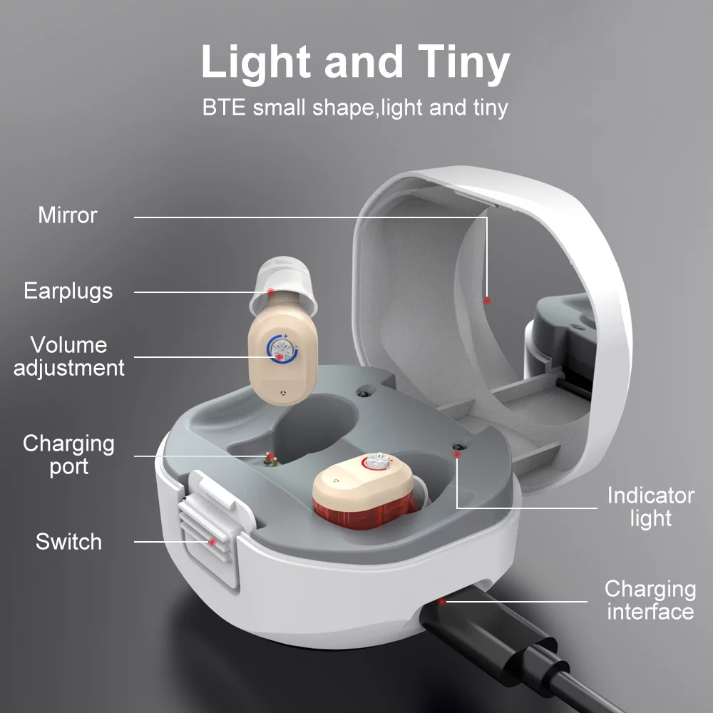 Foley Mann Sound Amplifiers for Ears, Noise Reduction, in-ear Rechargeable Personal Sound Amplifiers with Portable Charging Case, PSAP for Seniors and Adults