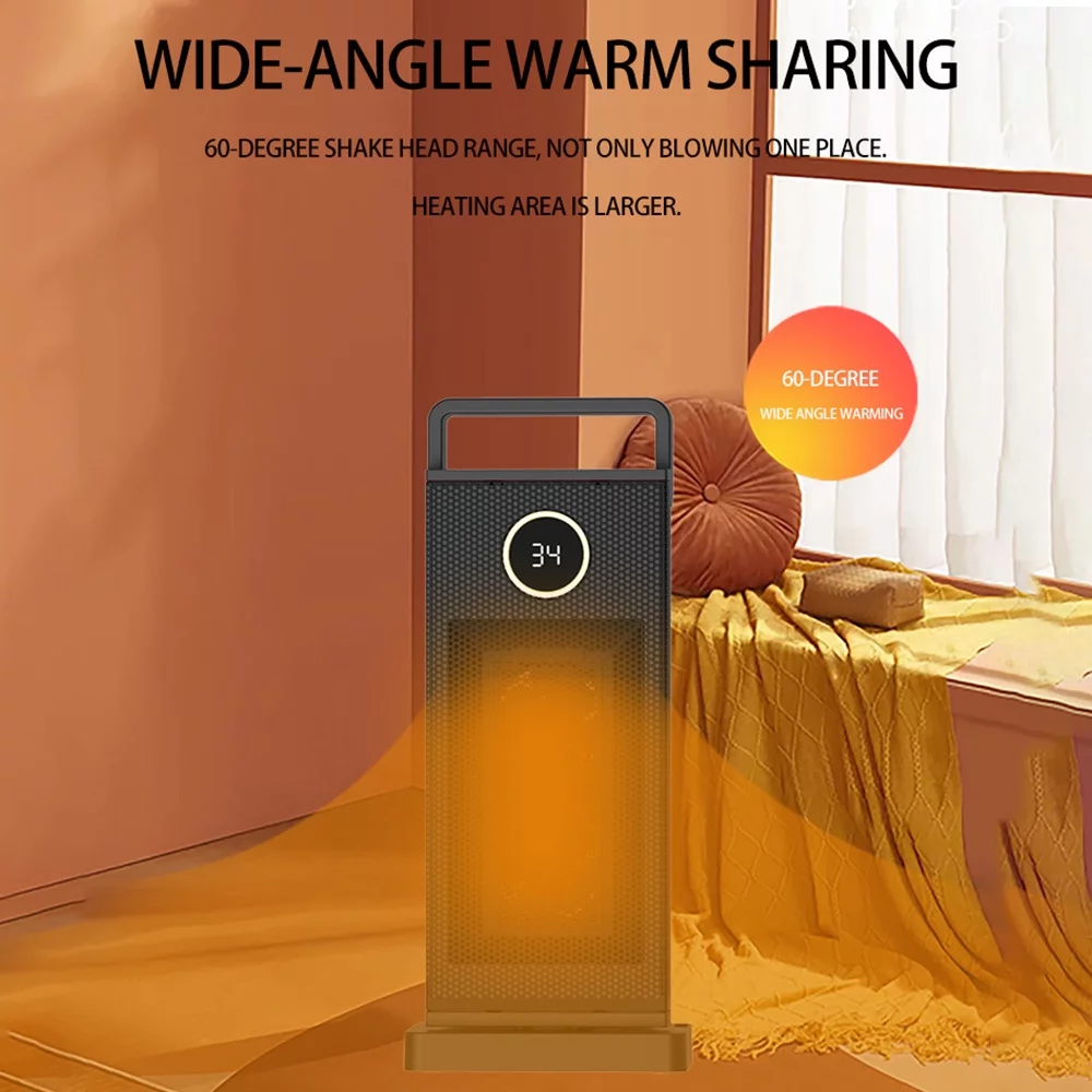 Yabuy 2000W Portable Heater Fan Space Heater Adjustable 3 gears,60°sway,30°tilt safeguard with Remote Control 12h Timing Settings