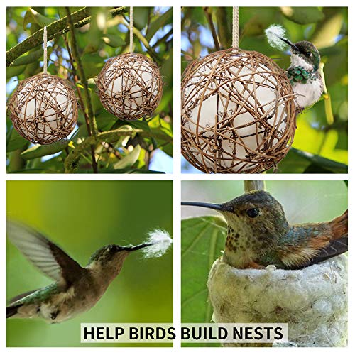 Gute Globe Hummingbird Nesters, Hummingbird Nesting Houses Set of 2, Bird Nesting Materials Holder, Refillable Balls Bird Nesting Station for Outdoor Wild Birds Wrens Finches Parrot (Small)