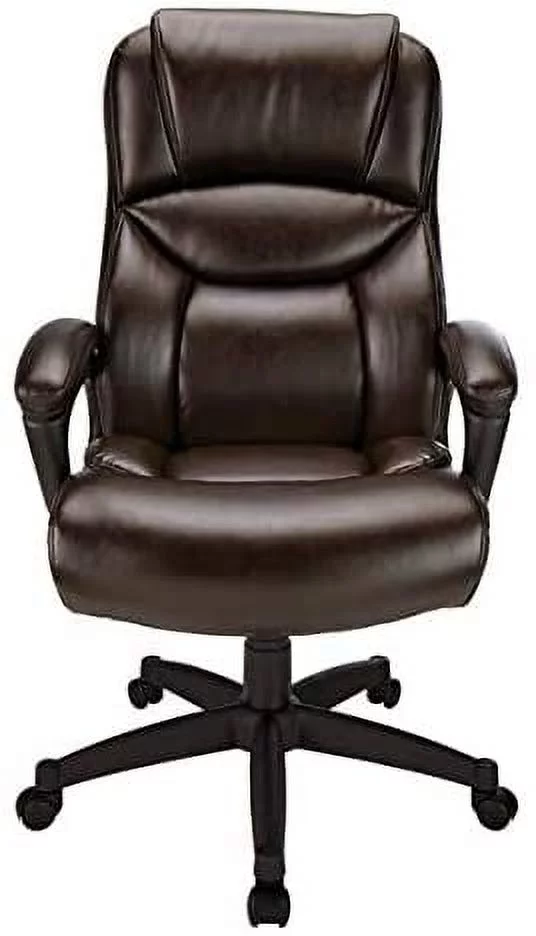 Realspace® Fennington Bonded Leather High-Back Chair, Brown/Black