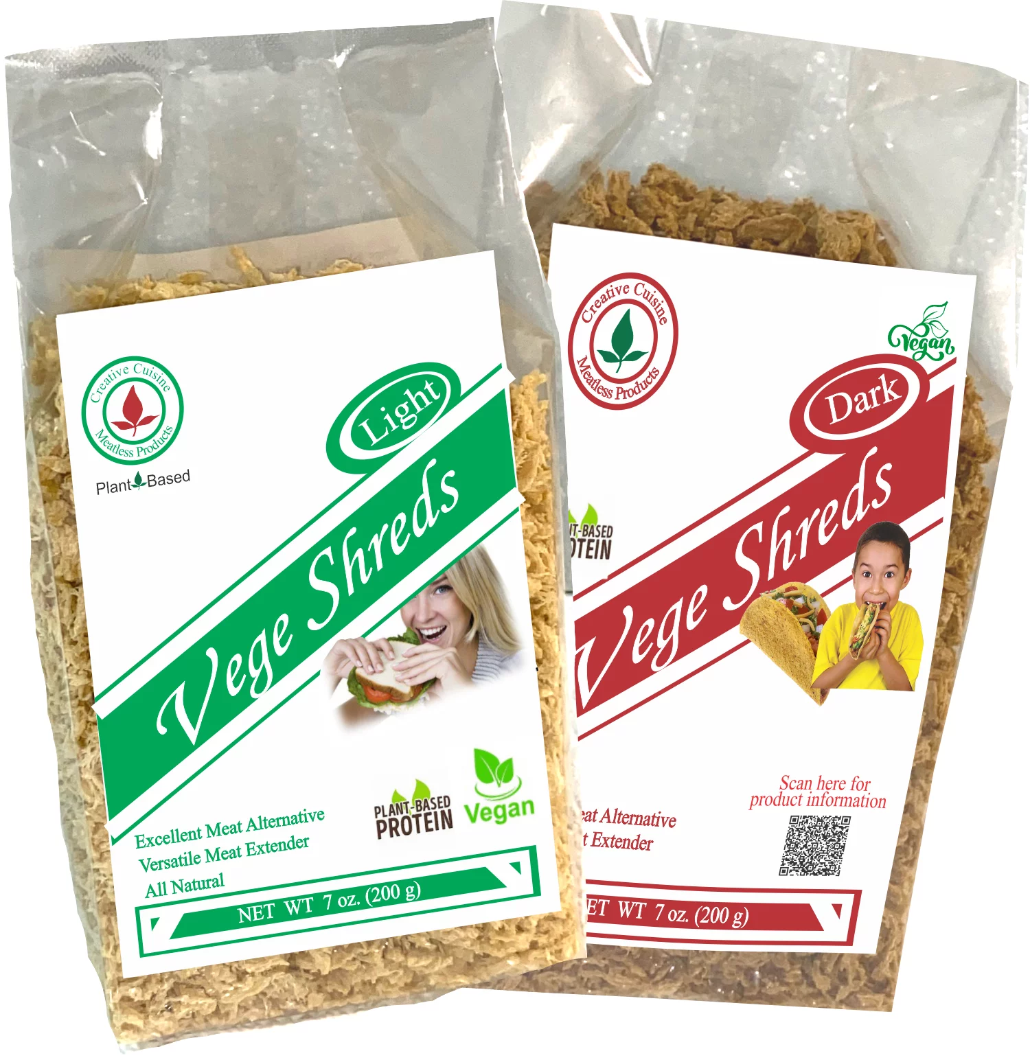 Vege Shreds Mixed Light & Dark, Veggie Meat, Shredded Beef, Shredded Chicken, 2 - 7 oz. bags, FREE Shipping