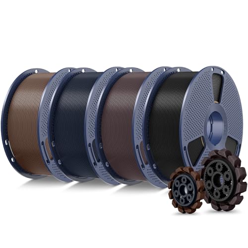 SUNLU PLA+2.0 3D Printer Filament Bundle, 4KG Upgrade PLA+ Filament 1.75mm, Tougher and Stronger, Dimensional Accuracy +/-0.02mm, 1KG per Spool, 4 Packs, Black