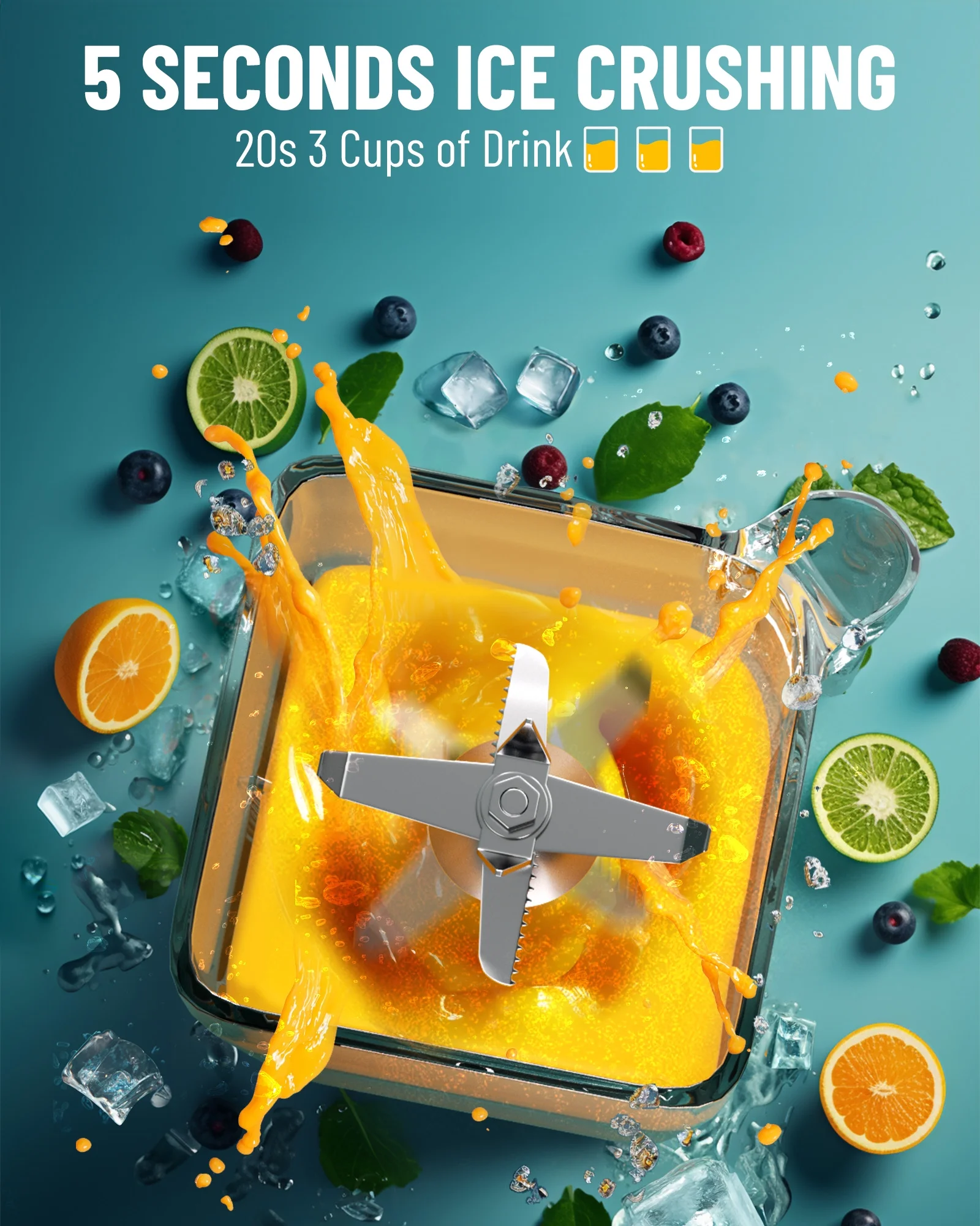 Wantjoin Professional Grade Blender - Soundproof & Quiet Commercial Blenders, Removable Shield, 2000W Watte, 67 Oz Capacity - Perfect for Kitchen, Fruits, Shakes, Smoothies, and Frozen Drinks(Black)