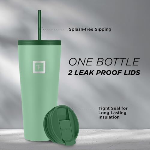 IRON °FLASK Classic Tumbler - Vacuum Insulated Stainless Steel Water Bottle, Double Walled, Drinking Cup, Insulated Travel Mug (Cotton Candy, 24 oz Solid Lid)