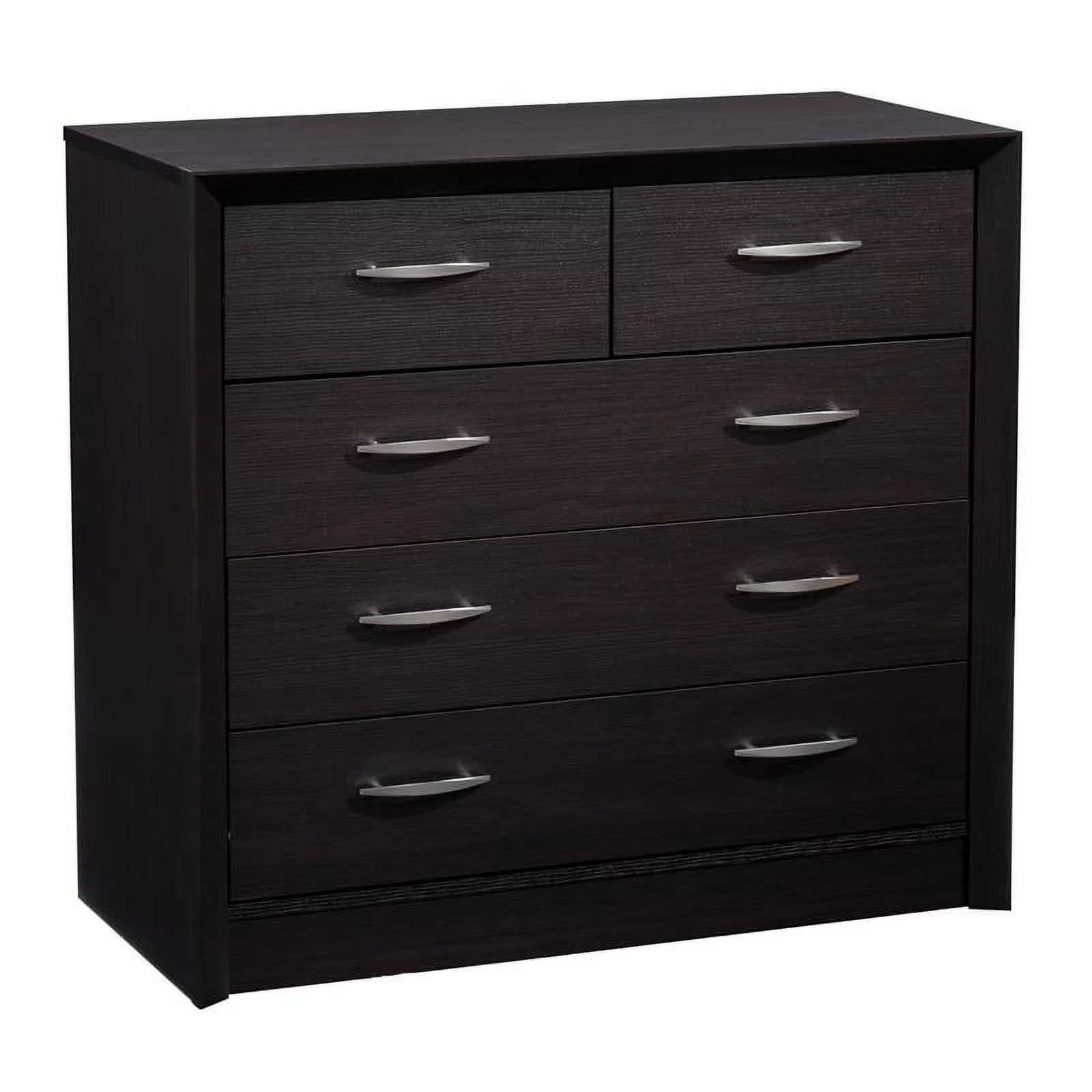 Bowery Hill 5-Drawer Mid-Century Engineered Wood Dresser in Black Oak
